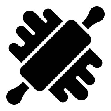 Yuvarlanan pin simgesi, fırın ve fırınla ilgili vektör illüstrasyonu