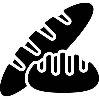 Baget simgesi, fırın ve fırınla ilgili vektör çizimi