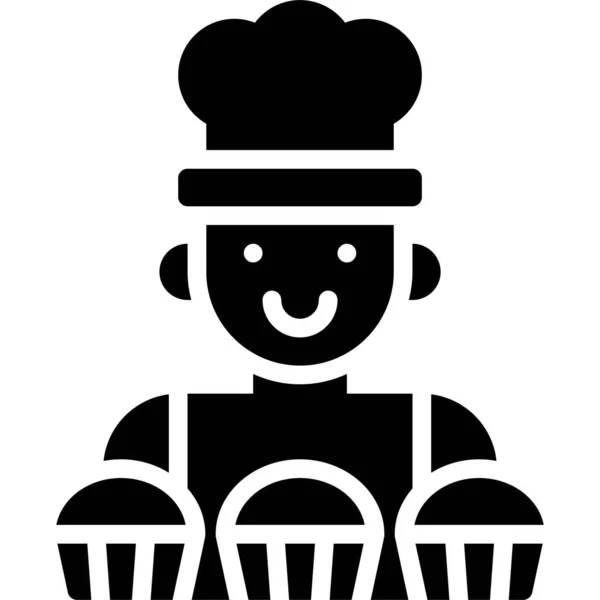 Icône Chef Cupcake Illustration Vectorielle Liée Boulangerie Cuisson — Image vectorielle