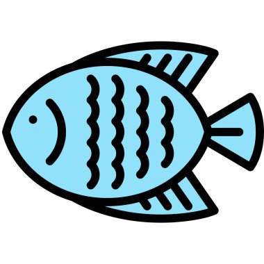 Balık simgesi, süpermarket ve alışveriş merkezi bağlantılı vektör illüstrasyonu