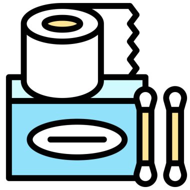 Doku kağıdı ve pamuklu bez ikonu, süpermarket ve alışveriş merkezi bağlantılı vektör ilüstrasyonu