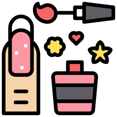 Manikür simgesi, Süpermarket ve Alışveriş Merkezi bağlantılı vektör illüstrasyonu