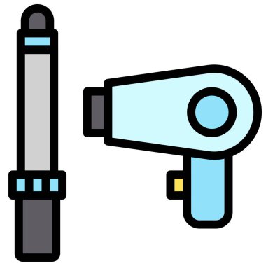 Kuaför aracı simgesi, Süpermarket ve Alışveriş Merkezi bağlantılı vektör illüstrasyonu