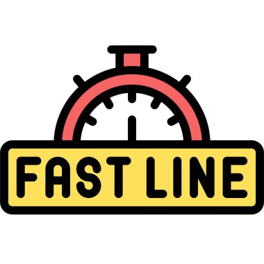 Hızlı şerit simgesi, süpermarket ve alışveriş merkezi bağlantılı vektör illüstrasyonu