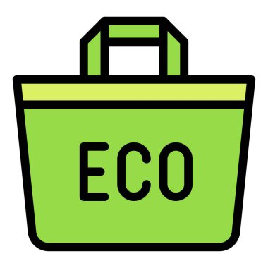 Yeniden kullanılabilir alışveriş poşeti simgesi, süpermarket ve alışveriş merkezi bağlantılı vektör illüstrasyonu