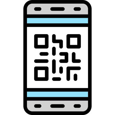 QR kod simgesi, Süpermarket ve Alışveriş Merkezi bağlantılı vektör illüstrasyonu