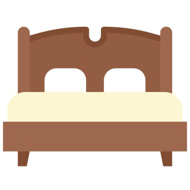 Yatak simgesi, süpermarket ve alışveriş merkezi bağlantılı vektör illüstrasyonu