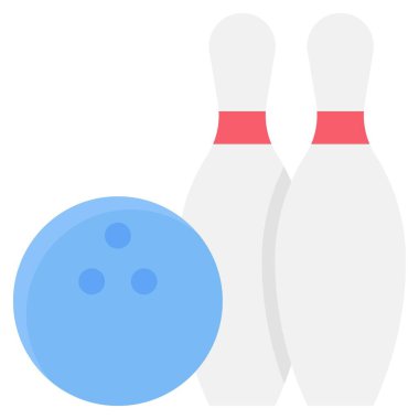 Bowling topu ve iğne simgesi, süpermarket ve alışveriş merkezi bağlantılı vektör ilüstrasyonu