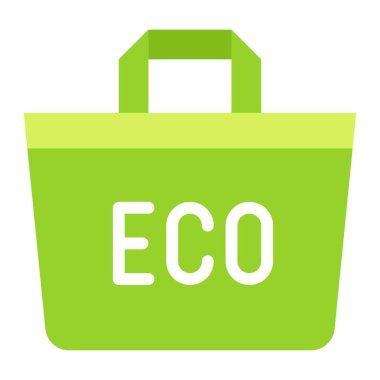 Yeniden kullanılabilir alışveriş poşeti simgesi, süpermarket ve alışveriş merkezi bağlantılı vektör illüstrasyonu