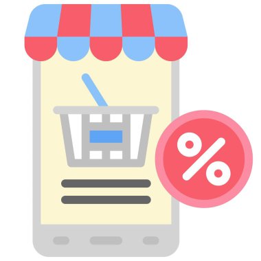 Çevrimiçi Mağaza simgesi, Süpermarket ve Alışveriş Merkezi bağlantılı vektör illüstrasyonu