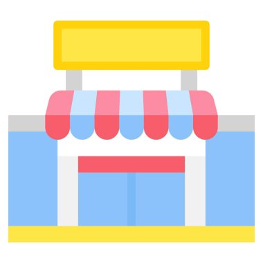 Süpermarket simgesi, süpermarket ve alışveriş merkezi bağlantılı vektör illüstrasyonu