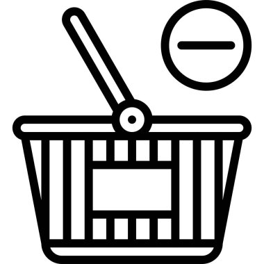 Basket simgesi, süpermarket ve alışveriş merkezi bağlantılı vektör illüstrasyonundan kaldır