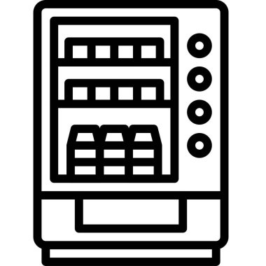 Otomat simgesi, süpermarket ve alışveriş merkezi bağlantılı vektör illüstrasyonu