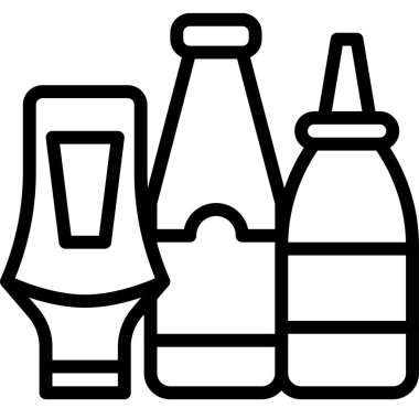 Şişe simgesini, süpermarketi ve alışveriş merkezi bağlantılı vektör illüstrasyonunu sık