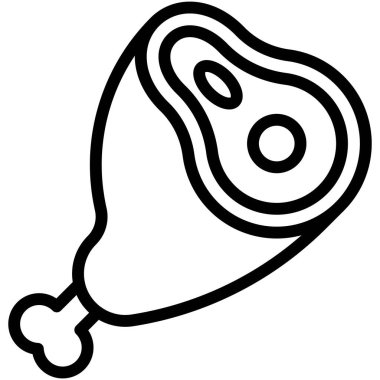 Jambon bacak simgesi, süpermarket ve alışveriş merkezi bağlantılı vektör illüstrasyonu