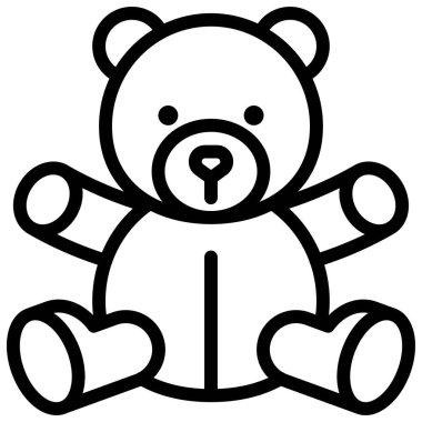 Oyuncak ayı simgesi, süpermarket ve alışveriş merkezi bağlantılı vektör illüstrasyonu