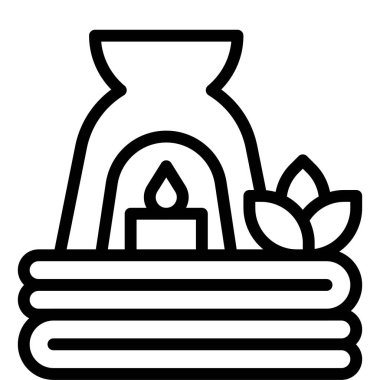 Aroma lambası ve Havlu simgesi, Süpermarket ve Alışveriş Merkezi bağlantılı vektör çizimi