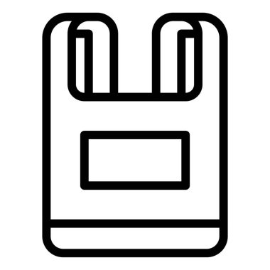 Plastik torba simgesi, süpermarket ve alışveriş merkezi bağlantılı vektör illüstrasyonu