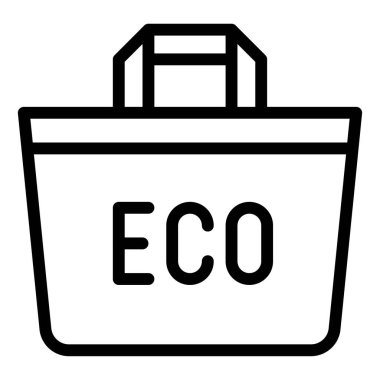 Yeniden kullanılabilir alışveriş poşeti simgesi, süpermarket ve alışveriş merkezi bağlantılı vektör illüstrasyonu