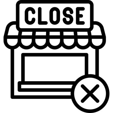 Kapatılan Dükkan simgesi, Süpermarket ve Alışveriş Merkezi bağlantılı vektör illüstrasyonu