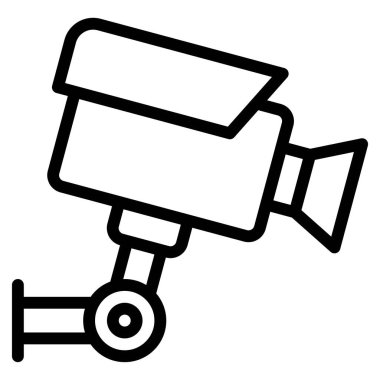 CCTV simgesi, süpermarket ve alışveriş merkezi bağlantılı vektör illüstrasyonu