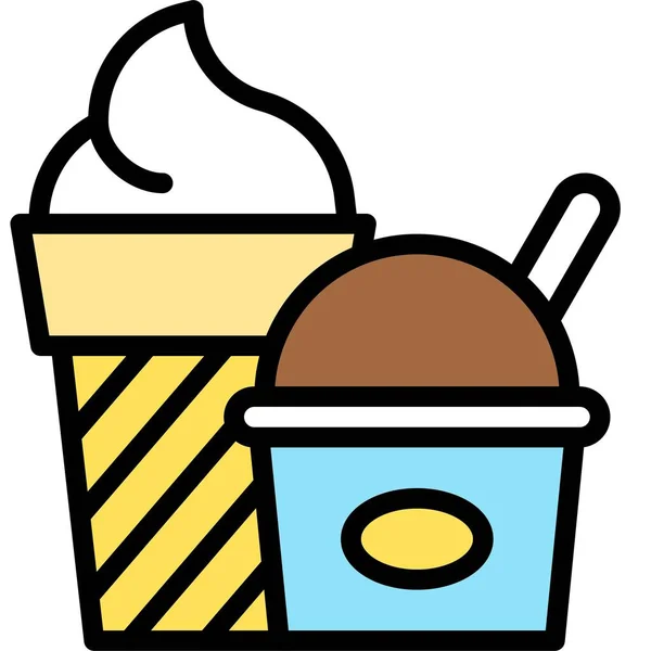 Ice Cream Icon Supermarket Shopping Mall Related Vector Illustration — Stock Vector