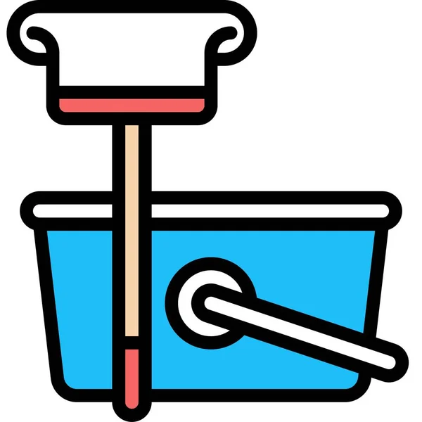 Mop Bucket Icoon Supermarkt Winkelcentrum Gerelateerde Vector Illustratie — Stockvector