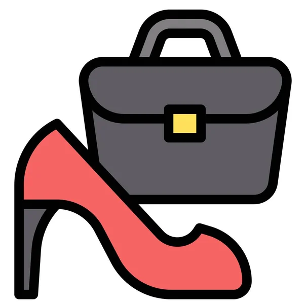 Ikon High Heels Handbag Supermarket Shopping Mall Related Vector Illustration - Stok Vektor