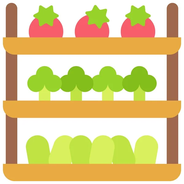 Vegetable Shelf Icon Supermarket Shopping Store Related Vector Illustration — 스톡 벡터