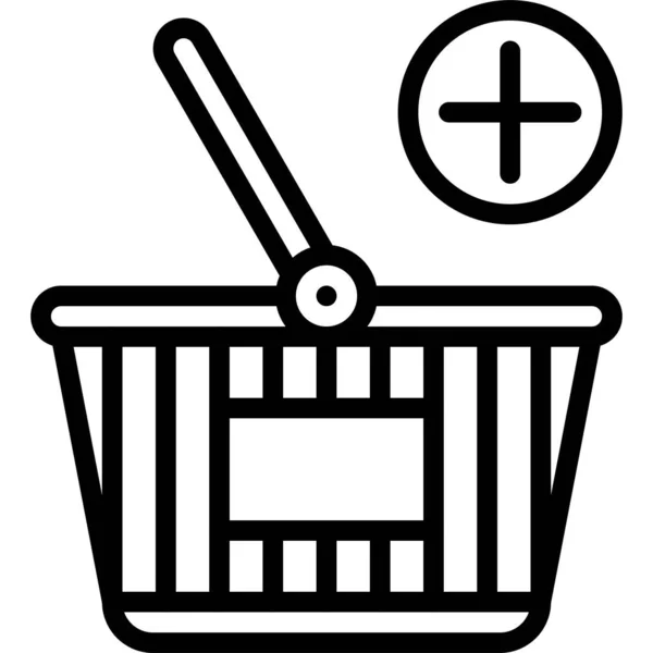 Add Basket Ikon Szupermarket Bevásárlóközpont Kapcsolódó Vektor Illusztráció — Stock Vector