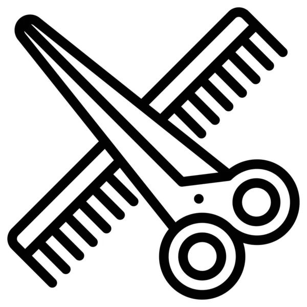 Ikona Nůžky Hřeben Vektorová Ilustrace Související Obchodem Nákupním Centrem — Stockový vektor