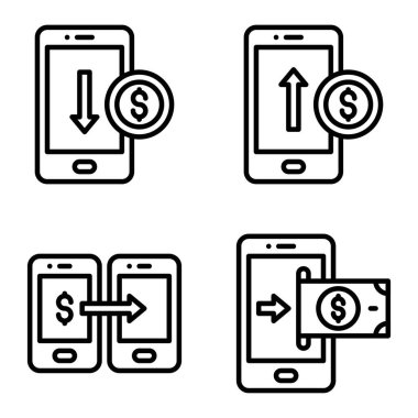 Mobil ödeme simgesi seti, Ödemeyle ilgili vektör çizimi