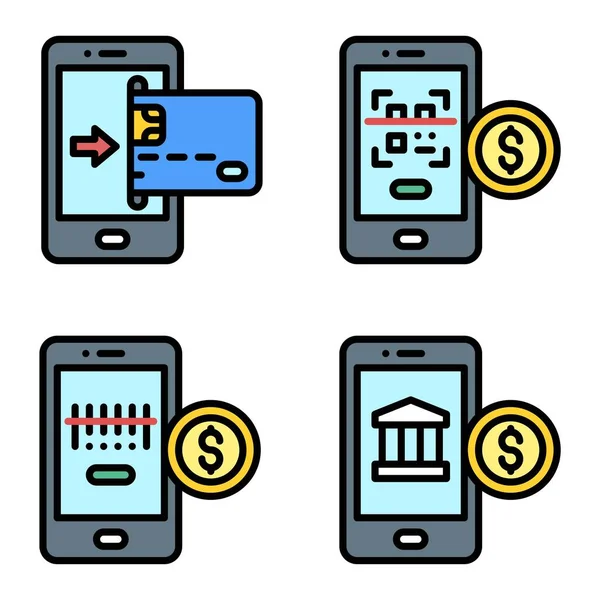 Conjunto Iconos Pago Móvil Ilustración Del Vector Relacionado Con Pago — Archivo Imágenes Vectoriales