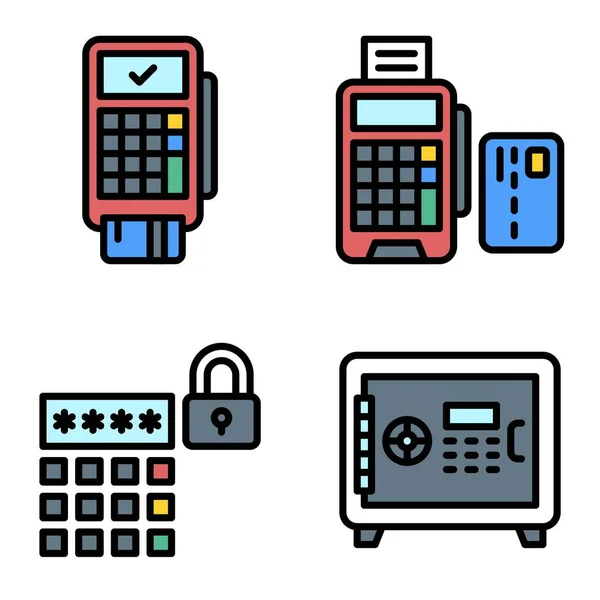 Payment Terminal Icon Set Payment Related Vector Illustration — Stock Vector