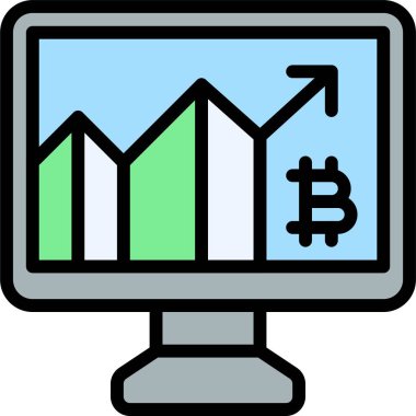 Bitcoin grafik simgesi, Kripto para birimi bağlantılı vektör çizimi