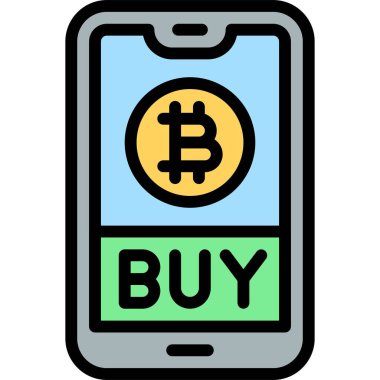 Mobil ödeme simgesi, Kripto para birimi bağlantılı vektör çizimi