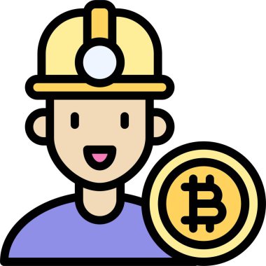 Bitcoin madenci simgesi, Kripto para birimi bağlantılı vektör çizimi
