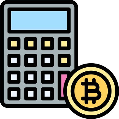 Hesap makinesi simgesi, Kripto para birimi bağlantılı vektör çizimi