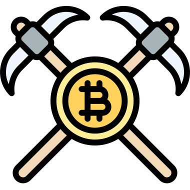 Çapraz Kazma simgesi, Kripto para birimi bağlantılı vektör illüstrasyonu