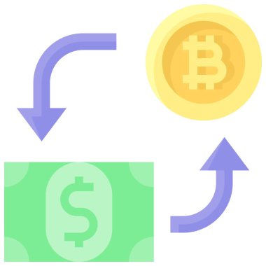 Bitcoin Değişim simgesi, Kripto para birimi bağlantılı vektör çizimi