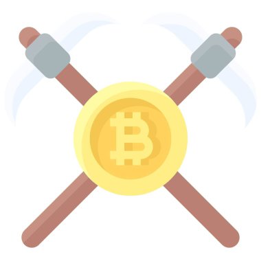 Çapraz Kazma simgesi, Kripto para birimi bağlantılı vektör illüstrasyonu