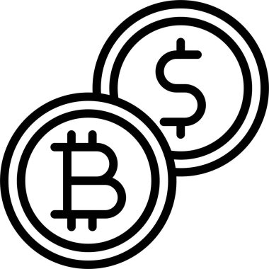 Bitcoin ve Dolar para simgesi, Kripto para birimiyle ilgili vektör illüstrasyonu