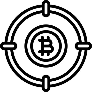 Hedef simgesi olan bitcoin, Kripto para birimiyle ilgili vektör çizimi