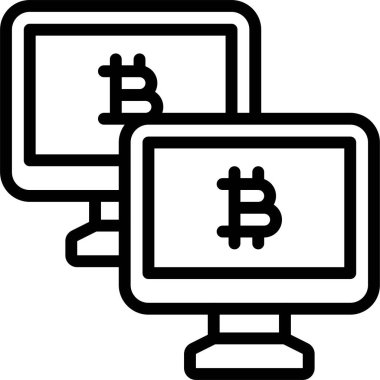 İki monitör simgesi, Kripto para birimi bağlantılı vektör çizimi