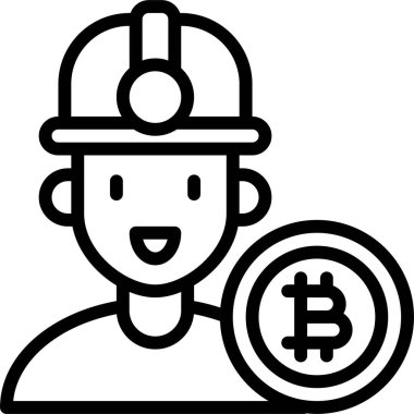 Bitcoin madenci simgesi, Kripto para birimi bağlantılı vektör çizimi