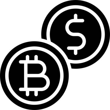 Bitcoin ve Dolar para simgesi, Kripto para birimiyle ilgili vektör illüstrasyonu