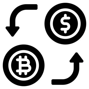 Bitcoin Değişim simgesi, Kripto para birimi bağlantılı vektör çizimi