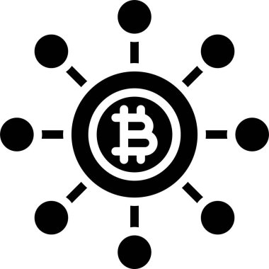 Bitcoin ademi merkeziyet simgesi, Kripto para birimi bağlantılı vektör çizimi