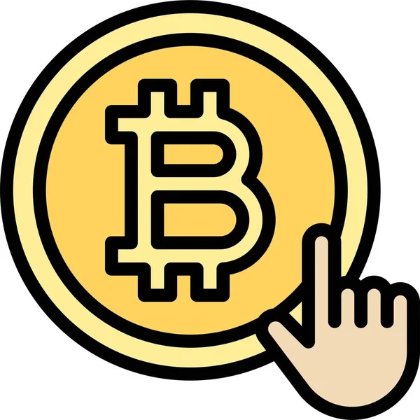Bitcoin Avec Icône Main Illustration Vectorielle Liée Crypto Monnaie — Image vectorielle