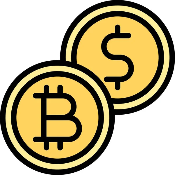 Bitcoin Dollar Icône Pièce Illustration Vectorielle Liée Crypto Monnaie — Image vectorielle